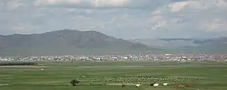 نمایی از شهر مورون، دیده شده از جنوب این شهر، ژوئیه ۲۰۰۸