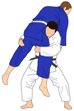 Illustration of a Morote-gari (double leg takedown) in Judo
