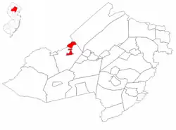 Mount Arlington highlighted in Morris County. Inset map: Morris County highlighted in the State of New Jersey.