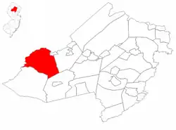 Mount Olive Township highlighted in Morris County. Inset map: Morris County highlighted in the State of New Jersey.