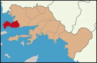 نقشه نشاندهنده شهرستان بودروم در استان موغله