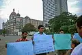 !Few citizens near the Gateway of India demanding the government to act after the حملات نوامبر ۲۰۰۸ در بمبئی in 2011.