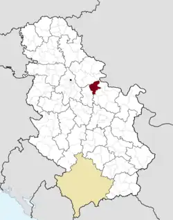 Location of the municipality of Požarevac within Serbia
