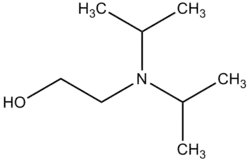 Skeletal formula of N,N-diisopropylaminoethanol with some implicit hydrogens shown