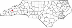 Location of West Canton, North Carolina