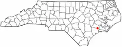 Location of Maysville, North Carolina