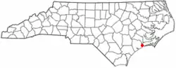 Location of Swansboro, North Carolina shown in North Carolina