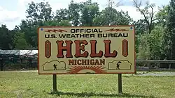 U.S. weather station sign in Hell