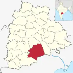 Location of Nalgonda district in Telangana