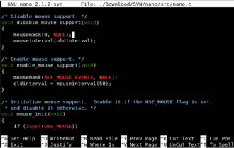 A screenshot of nano 2.1.2