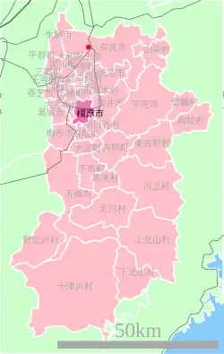 موقعیت Kashihara در استان نارا