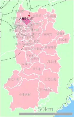 موقعیت Yamatokōriyama در استان نارا