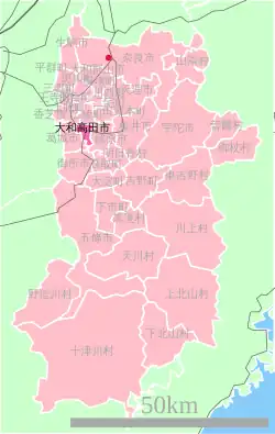 موقعیت Yamatotakada در استان نارا