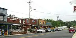 The Nehalem business district looking east along Highway 101.