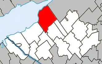 Location within Nicolet-Yamaska Regional County Municipality.