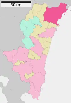 موقعیت Nobeoka در استان میازاکی