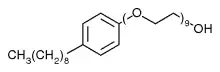 Partially condensed, Kekulé, skeletal formula of nonoxynol-9