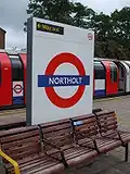 Roundel on eastbound platform face