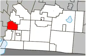 Location within Brome-Missisquoi Regional County Municipality.