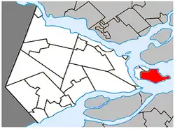 Location within Vaudreuil-Soulanges Regional County Municipality.