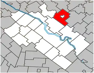 Location within Drummond Regional County Municipality.