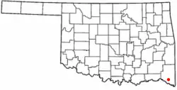 Location of Idabel, Oklahoma