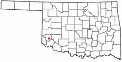 Location of Mangum, Oklahoma