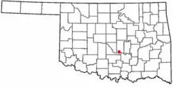 Location of Wanette, Oklahoma