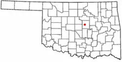 Location of Warwick, Oklahoma