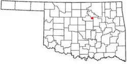 Location of Yale, Oklahoma