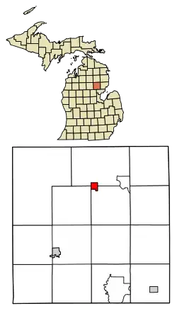 Location of Rose City, Michigan