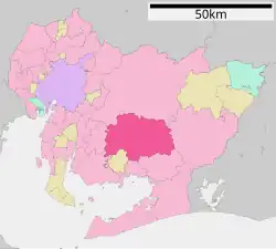 Location of Okazaki in Aichi