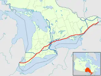 Highway 401 runs along southern Ontario connecting Windsor, Toronto and the Quebec border.