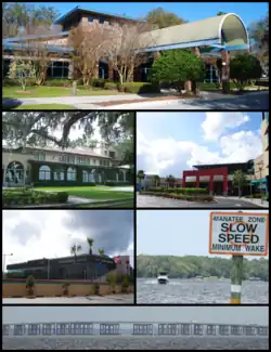Top, left to right: Town Hall, Club Continental, Orange Park Mall, The Poker Room, Doctors Lake, the Buckman Bridge viewed from Orange Park