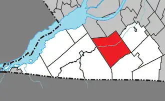 Location within Le Haut-Saint-Laurent Regional County Municipality.