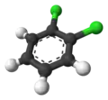 Ball-and-stick model of 1,2-dichlorobenzene