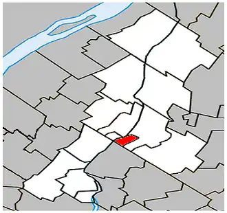 Location within La Vallée-du-Richelieu Regional County Municipality.