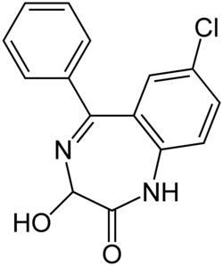 Kekulé, skeletal formula of a minor tautomer of oxazepam