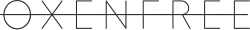 A stylized rendering of the word "Oxenfree" in all-caps, with a horizontal line bisecting the word.