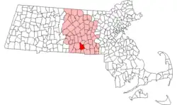 Location in Worcester County in Massachusetts