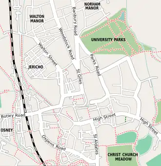 کرایست چرچ، آکسفورد در Oxford city centre واقع شده