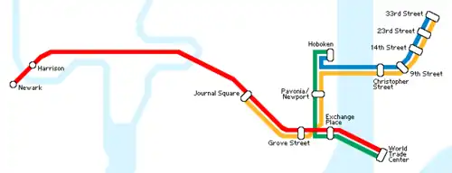 Map of PATH system (regular service)