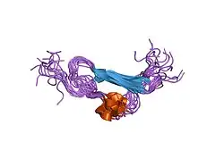 1yug: فاکتورِ رشد تغییردهندهٔ آلفا، NMR، پانزده مدل پس از حداقلسازی انرژی ECEPP/3