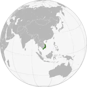 جمهوری ویتنام جنوبی (سبز تیره) پس از سقوط سایگون.