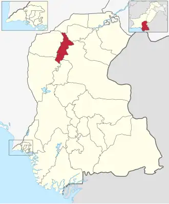 موقعیت ناحیه لارکانه در نقشه