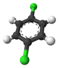 Ball-and-stick model of 1,4-dichlorobenzene