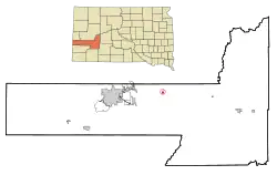 Location in Pennington County and the state of داکوتای جنوبی