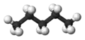 Ball and stick model of pentane