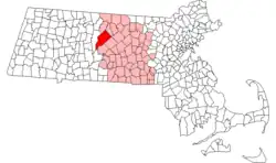 Location in Worcester County in Massachusetts