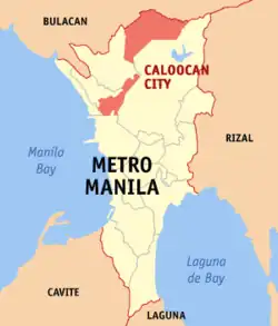 Map of Metro Manila showing the location of Caloocan City
